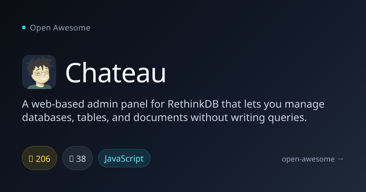 Chateau — RethinkDB Web Admin Panel | Open Awesome