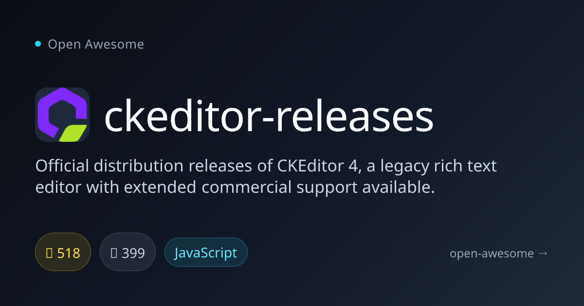 ckeditor-releases — Legacy Rich Text Editor Releases | Open Awesome