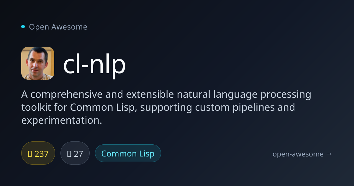 cl-nlp — Common Lisp NLP Toolkit | Open Awesome