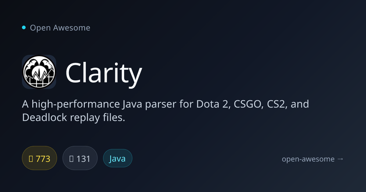 Clarity — Java Parser for Game Replays | Open Awesome