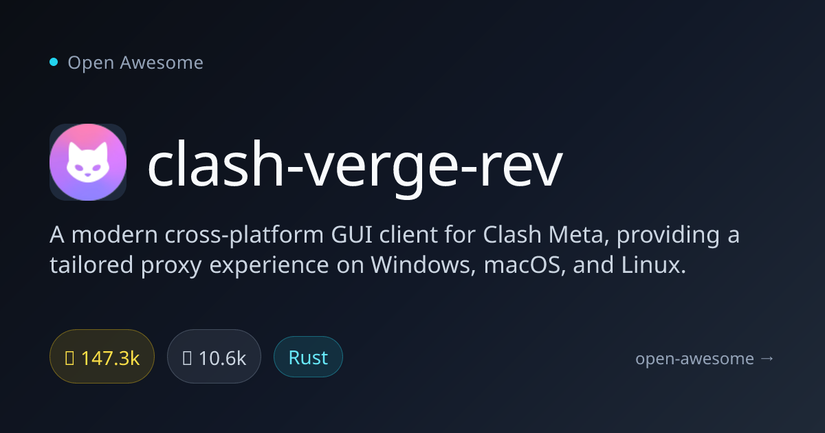 clash-verge-rev — Cross-Platform Proxy GUI Client | Open Awesome