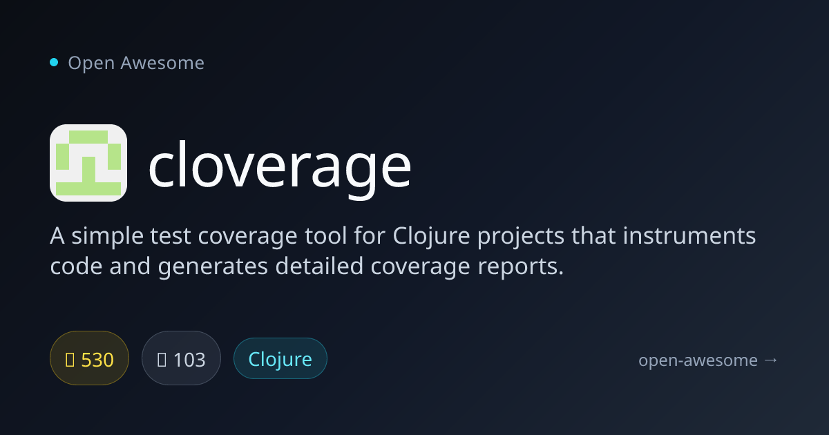 cloverage — Clojure Test Coverage Tool | Open Awesome