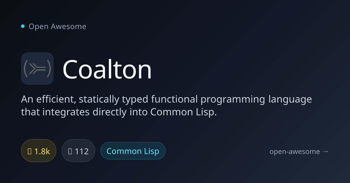Coalton — Statically Typed Functional Language | Open Awesome