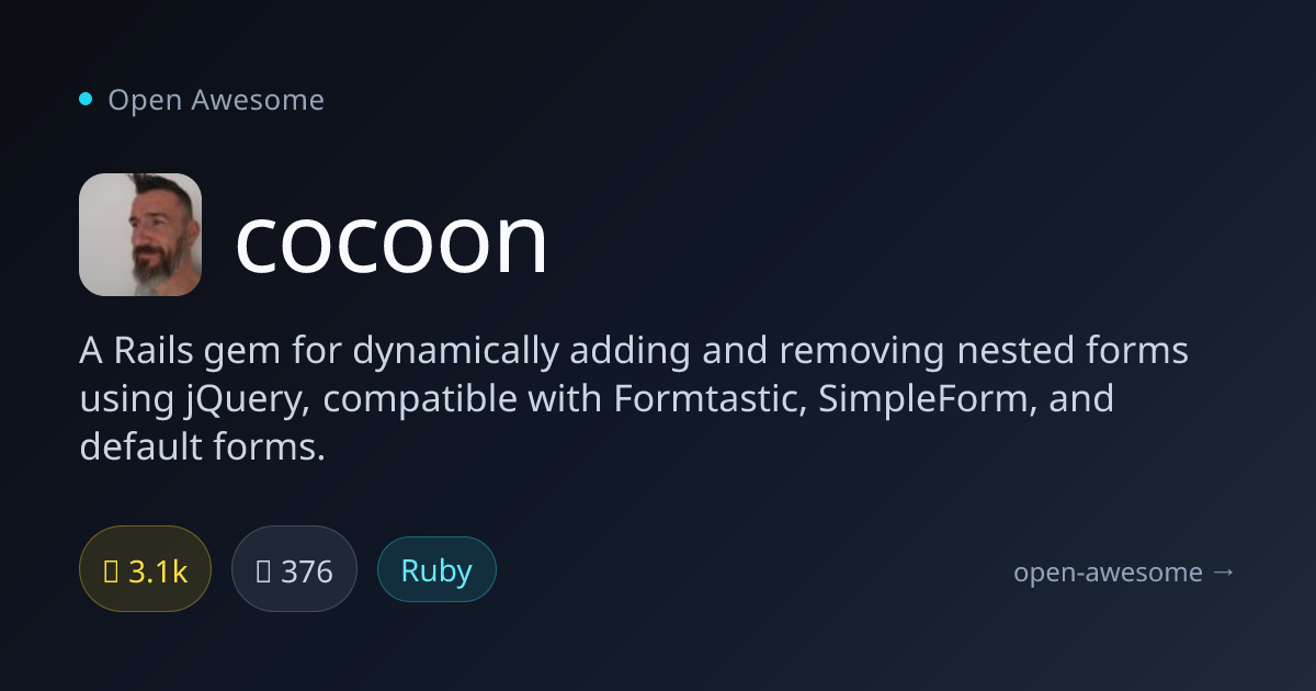 cocoon — Dynamic Nested Forms for Rails | Open Awesome