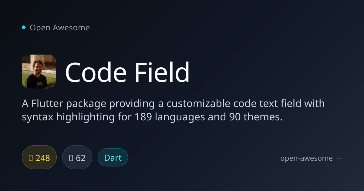 Code Field — Flutter Syntax Highlighting Text Field | Open Awesome