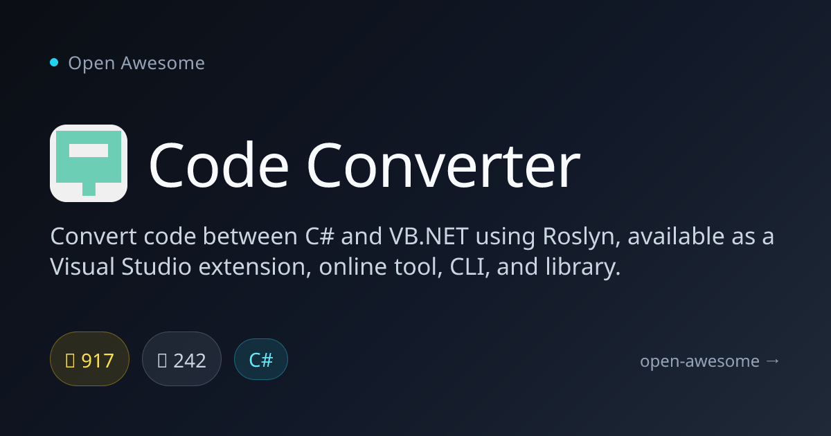 Code Converter — C# & VB.NET Code Converter Tool | Open Awesome
