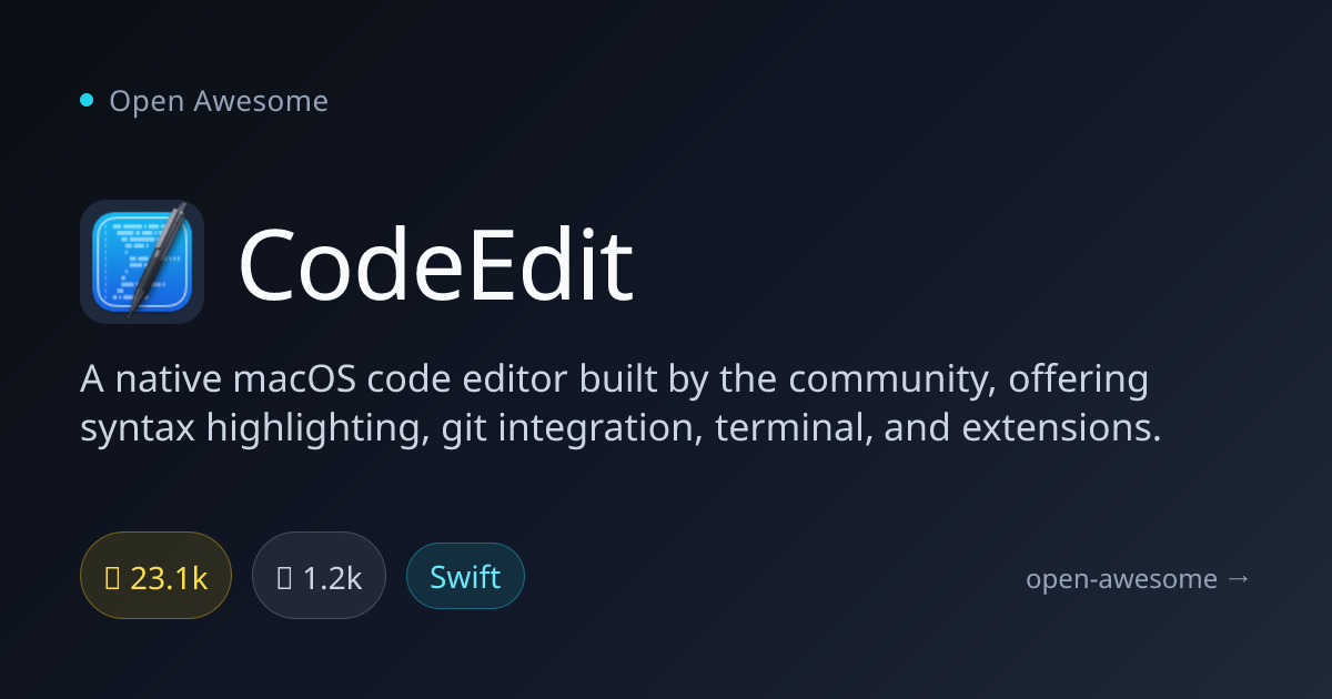 CodeEdit — Native macOS Code Editor | Open Awesome