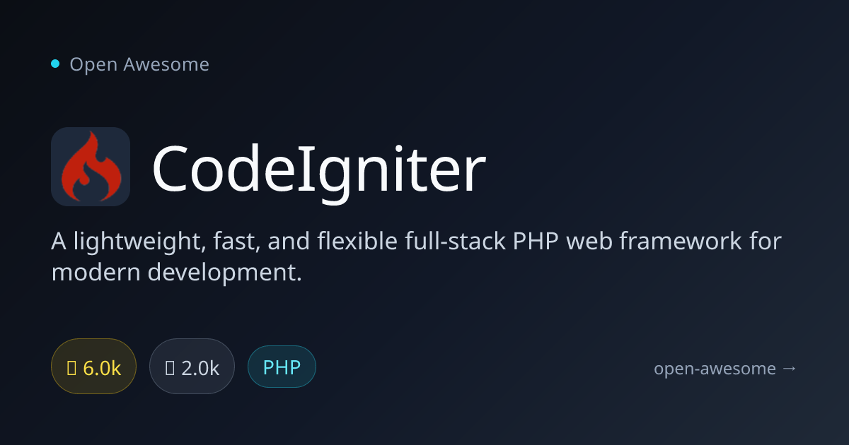 CodeIgniter — Lightweight PHP Web Framework | Open Awesome