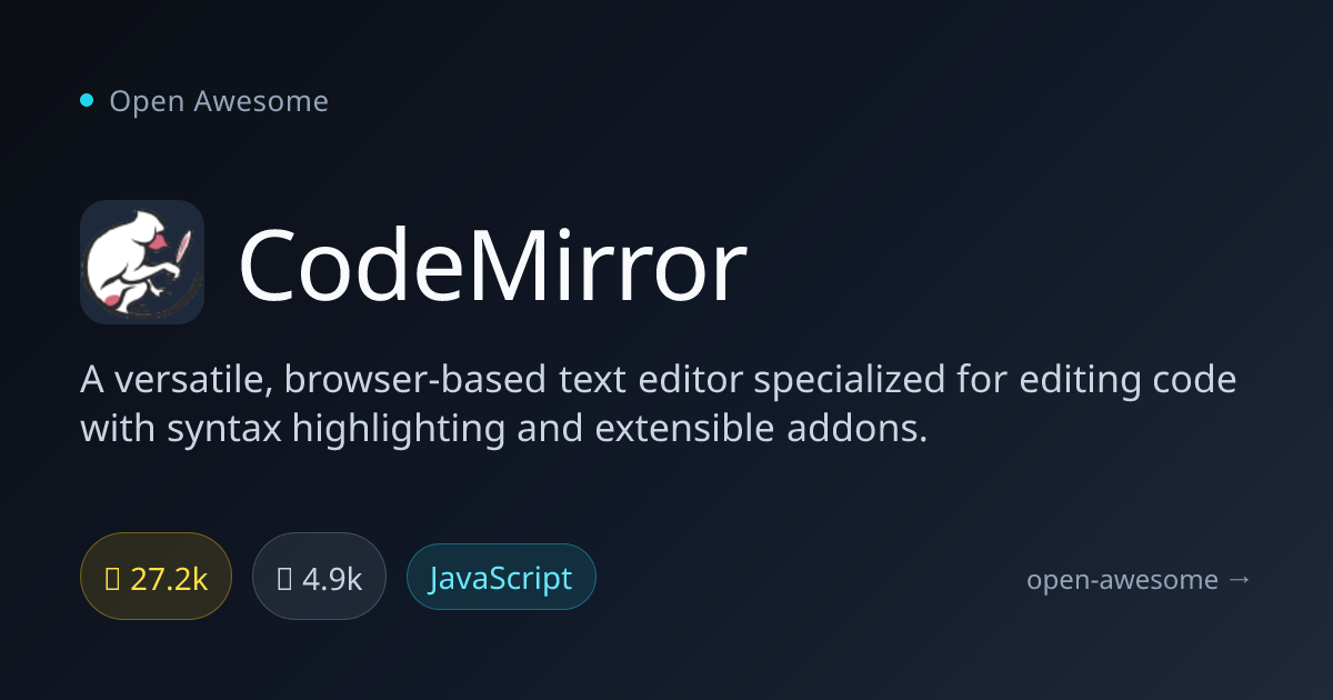 CodeMirror — Browser-Based Code Editor | Open Awesome