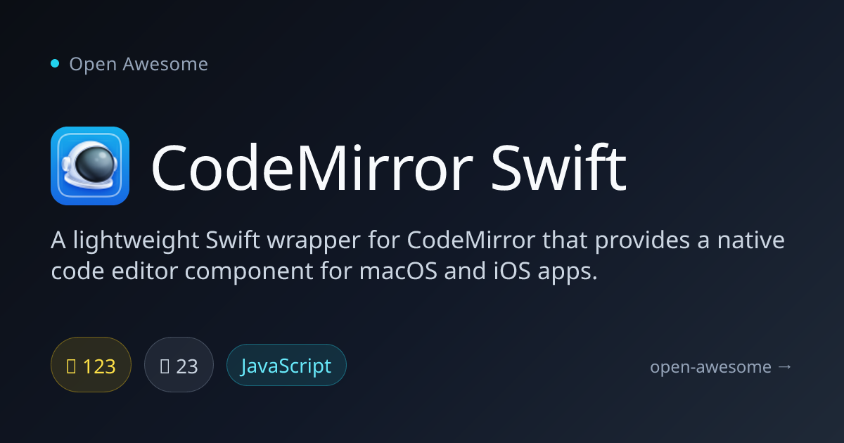 CodeMirror Swift — Swift Wrapper for CodeMirror Editor | Open Awesome