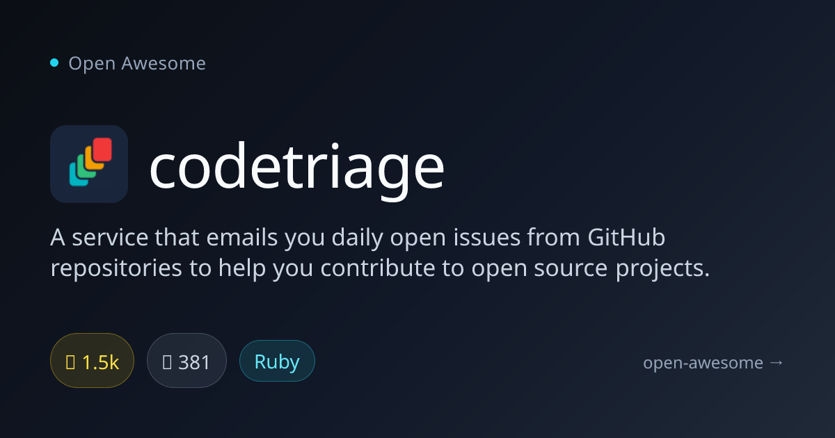 codetriage — Daily GitHub Issue Email Service | Open Awesome
