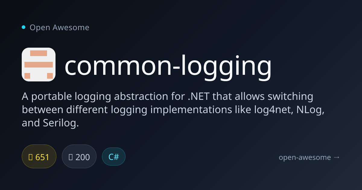 common-logging — Portable Logging Abstraction for .NET | Open Awesome