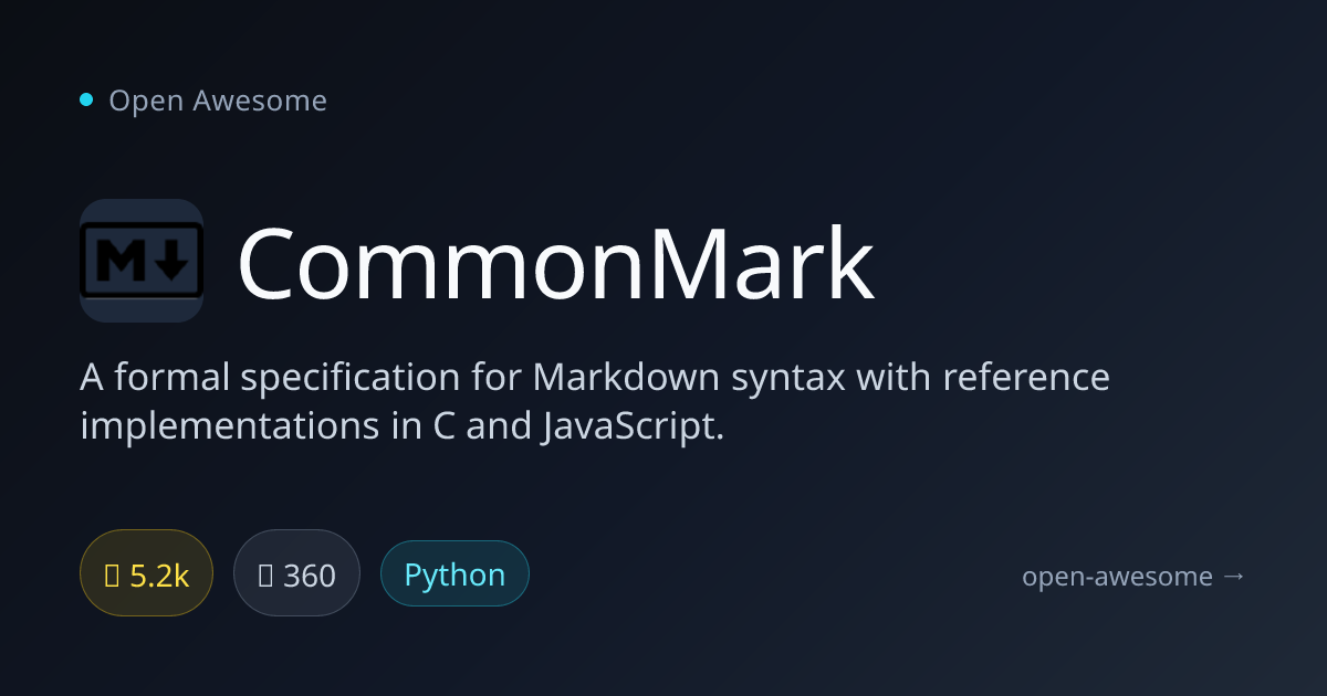 CommonMark — Markdown Specification & Implementation | Open Awesome