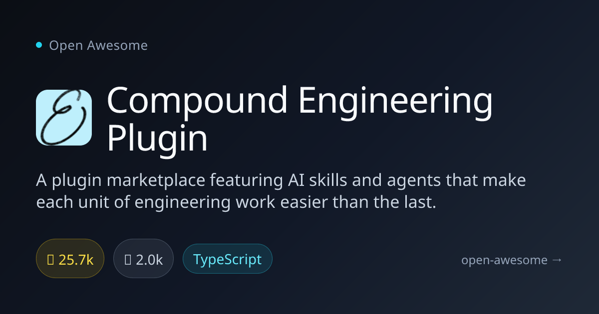 Compound Engineering Plugin — AI Skills & Agents Marketplace | Open Awesome