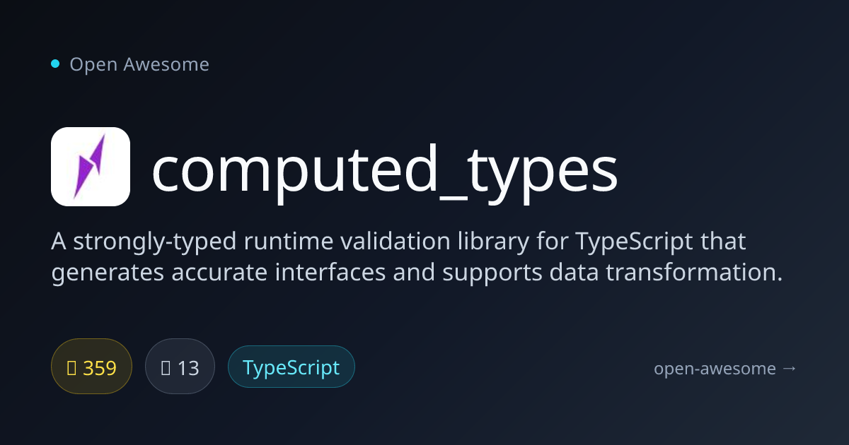 computed_types — TypeScript Validation & Transformation | Open Awesome