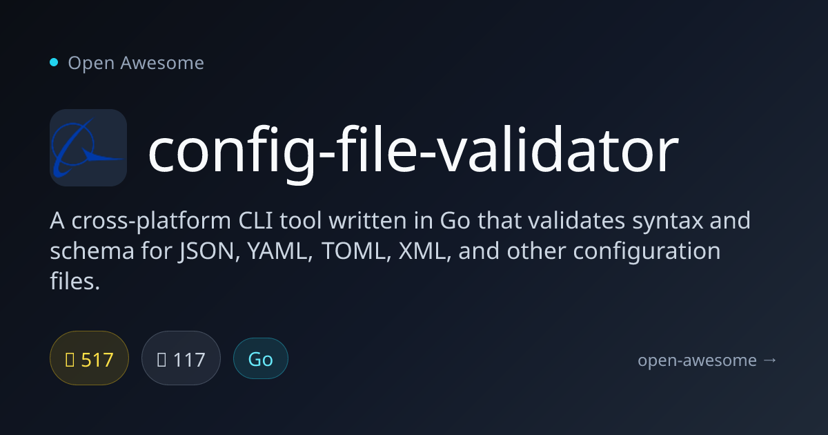config-file-validator — Go Config File Validator CLI | Open Awesome