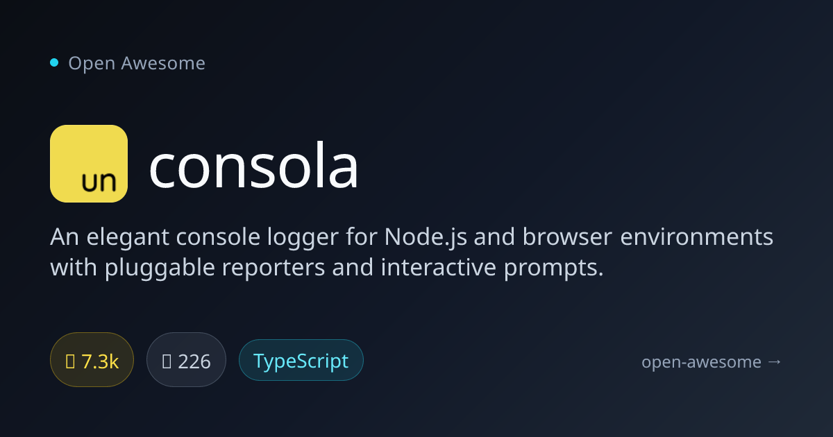 consola — Elegant Console Logger for Node.js | Open Awesome