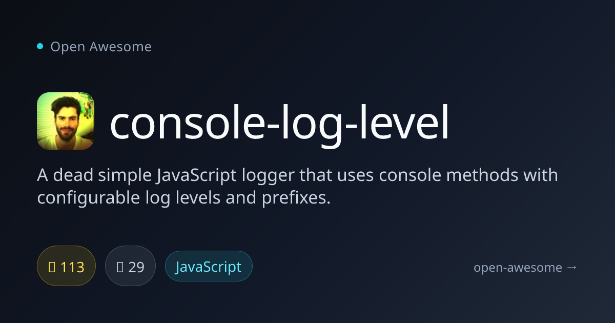 console-log-level — Simple JavaScript Logger | Open Awesome