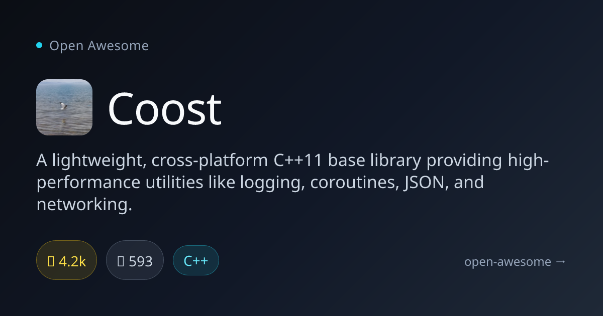 Coost — Lightweight C++11 Base Library | Open Awesome