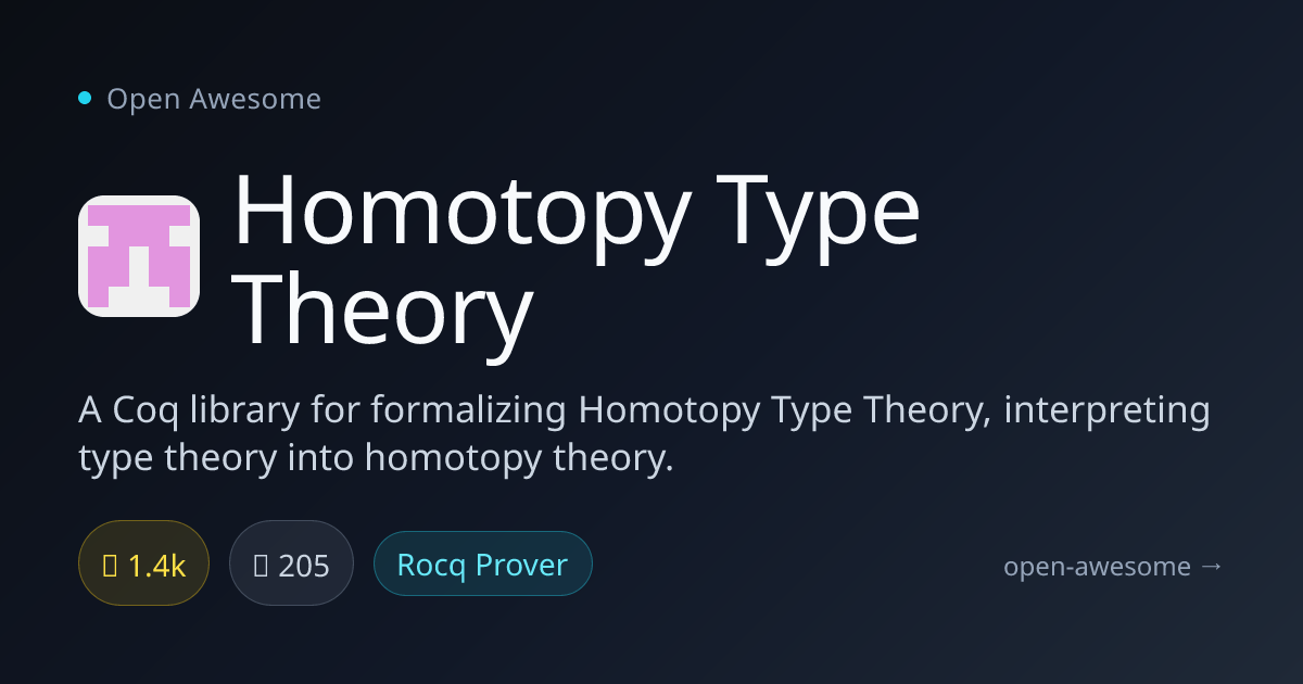 Homotopy Type Theory — Coq Library for HoTT | Open Awesome