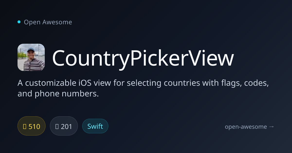 CountryPickerView — iOS Country Selector View | Open Awesome