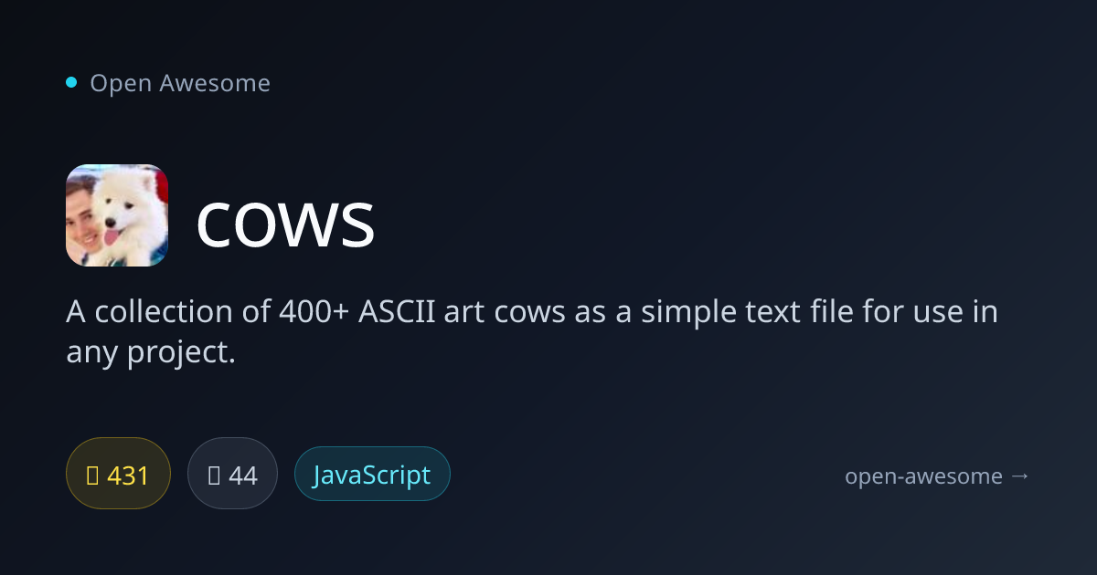 cows — 400+ ASCII Art Cow Collection | Open Awesome