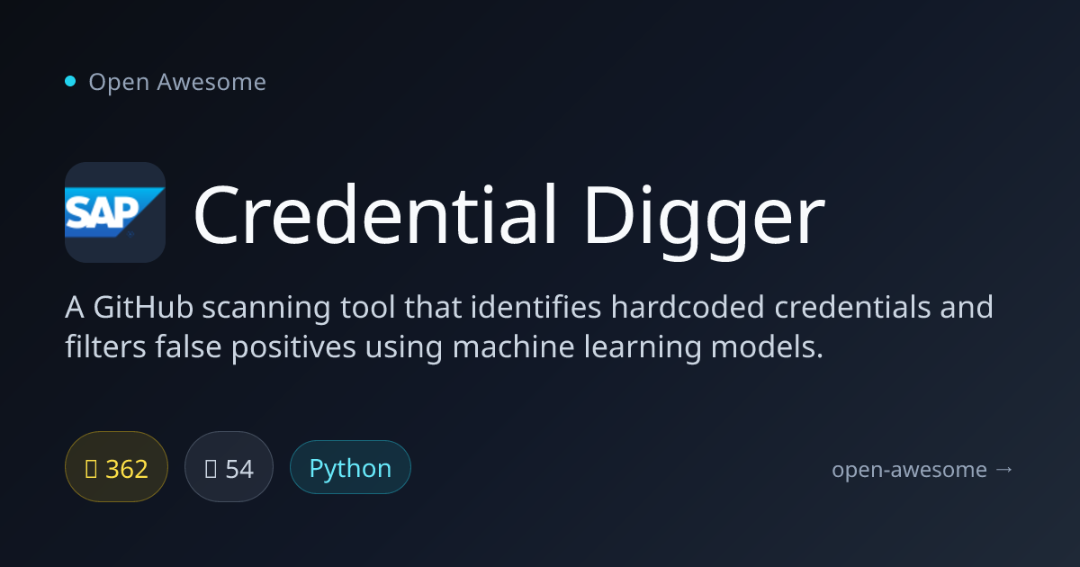 Credential Digger — GitHub Hardcoded Credential Scanner | Open Awesome