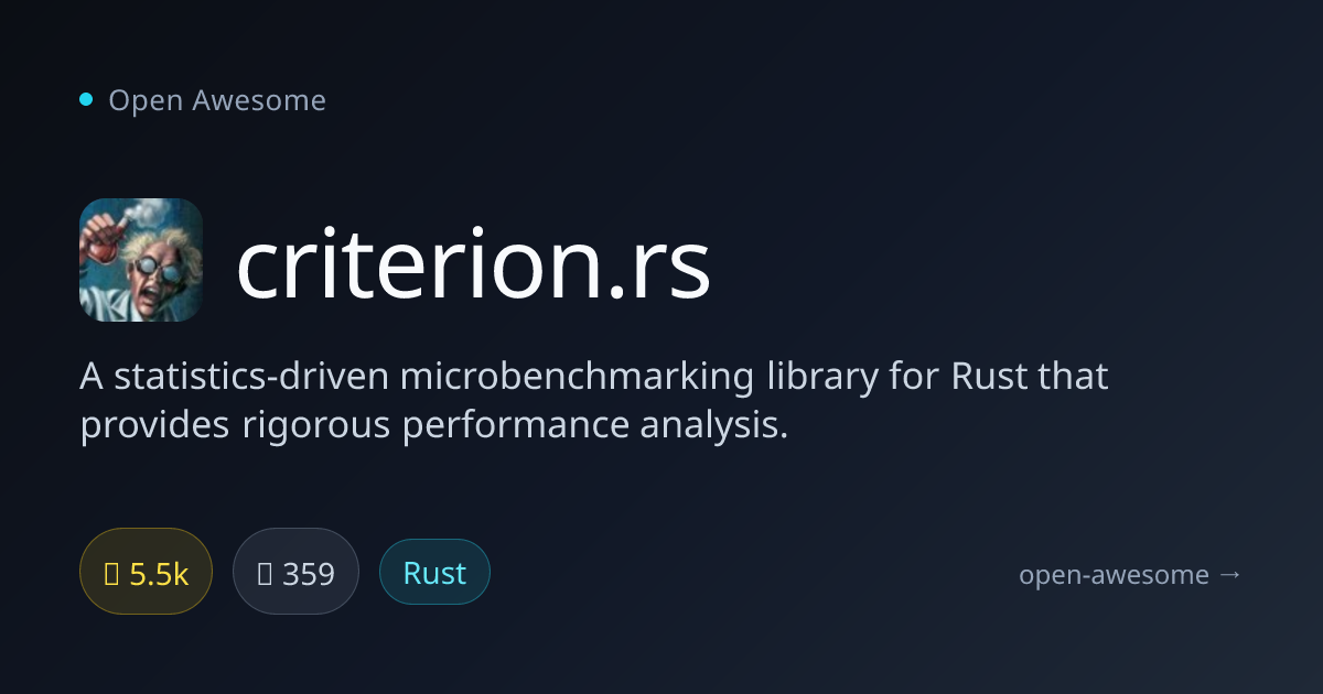 criterion.rs — Rust Microbenchmarking Library | Open Awesome
