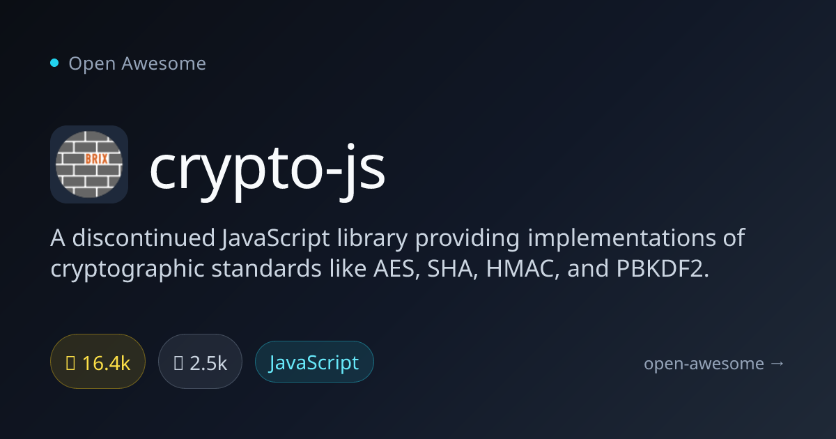 crypto-js — Discontinued JavaScript Crypto Library | Open Awesome