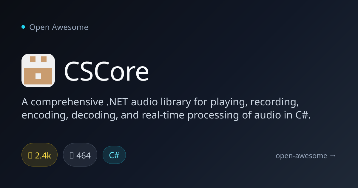 CSCore — .NET Audio Library for C# | Open Awesome
