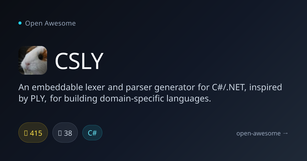 CSLY — C# Lexer & Parser Generator | Open Awesome