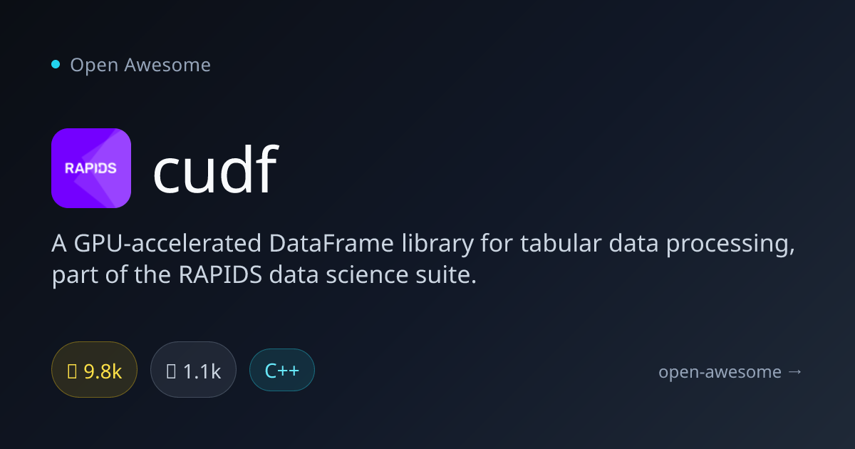 cudf — GPU-Accelerated DataFrame Library | Open Awesome