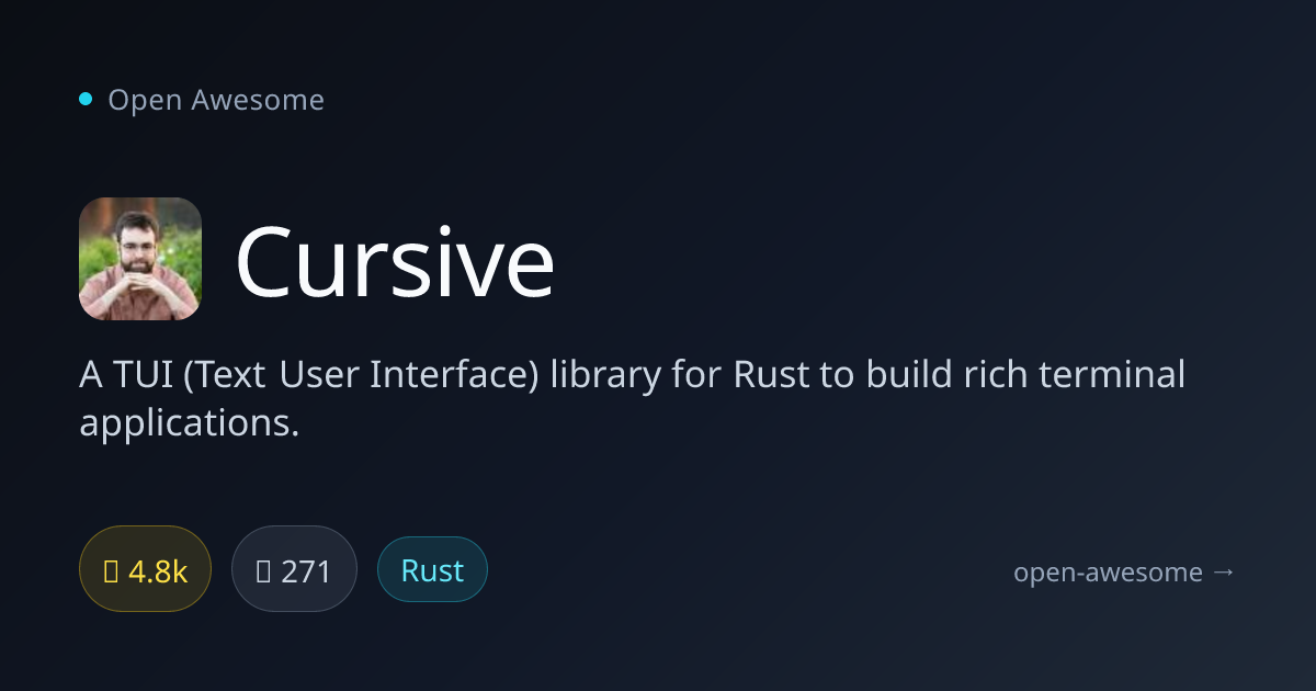 Cursive — Rust TUI Library for Terminals | Open Awesome