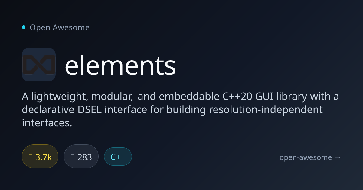 elements — Lightweight C++ GUI Library | Open Awesome