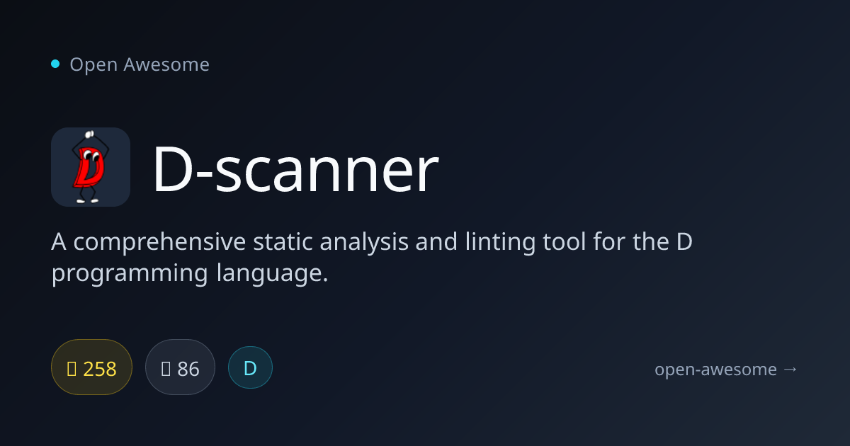 D-scanner — D Language Static Analysis Tool | Open Awesome