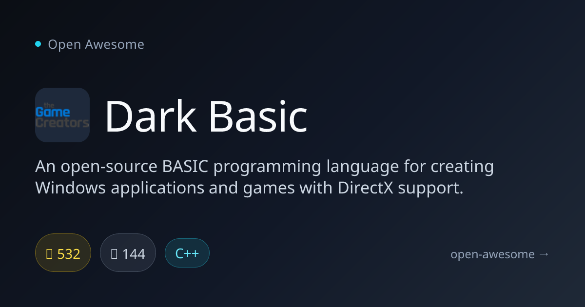 Dark Basic — Open-Source BASIC for Windows | Open Awesome