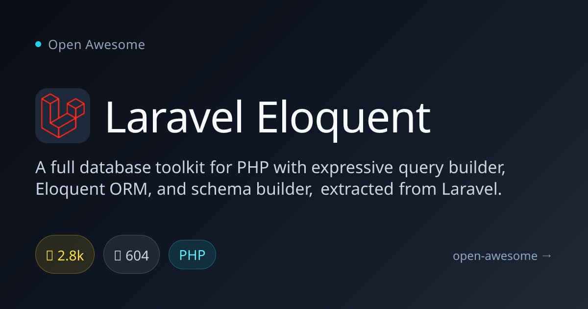 Laravel Eloquent — PHP Database Toolkit & ORM | Open Awesome