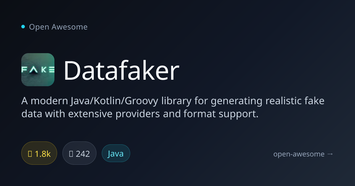 Datafaker — Java Fake Data Generator | Open Awesome