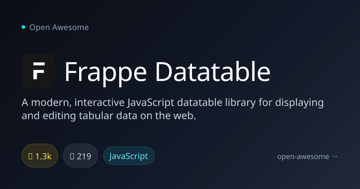Frappe Datatable — Interactive JavaScript Data Table Library | Open Awesome