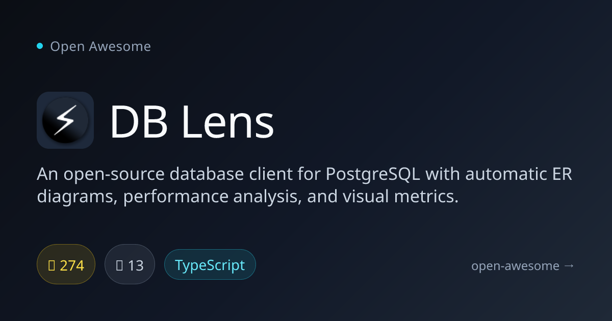 DB Lens — PostgreSQL Client With ER Diagrams | Open Awesome