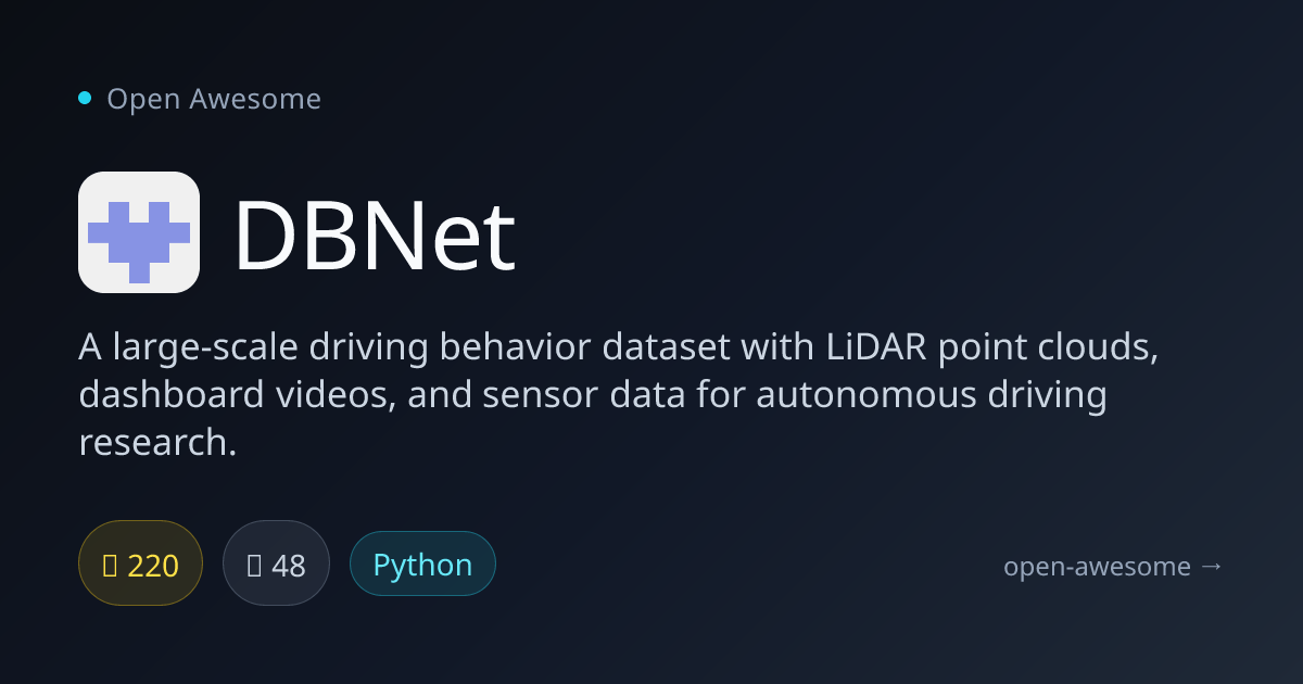 DBNet — Driving Behavior Dataset for AVs | Open Awesome