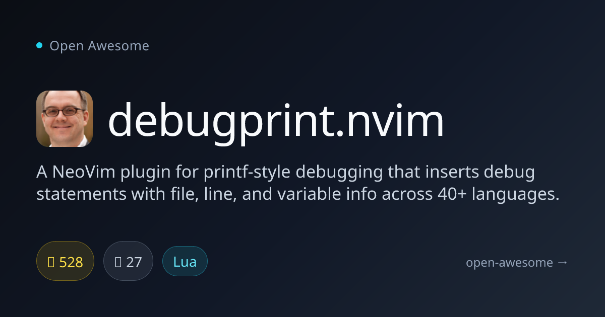 debugprint.nvim — NeoVim Printf Debugging Plugin | Open Awesome