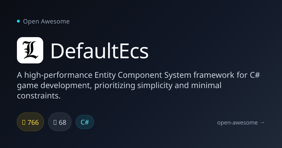 DefaultEcs — C# Entity Component System Framework | Open Awesome