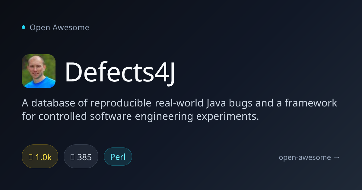 Defects4J — Java Bug Database & Framework | Open Awesome