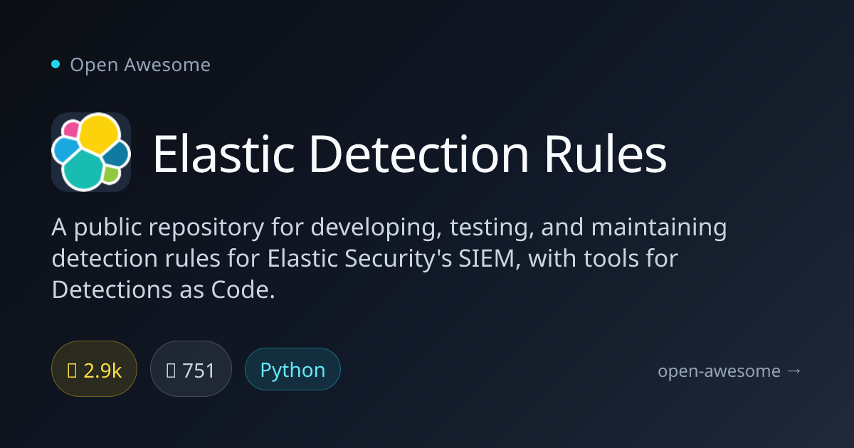 Elastic Detection Rules — SIEM Detection Rules Repository | Open Awesome