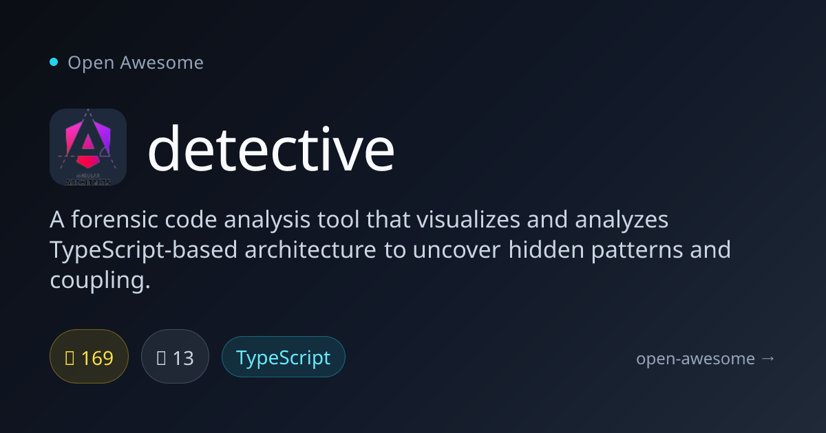 detective — TypeScript Forensic Code Analyzer | Open Awesome
