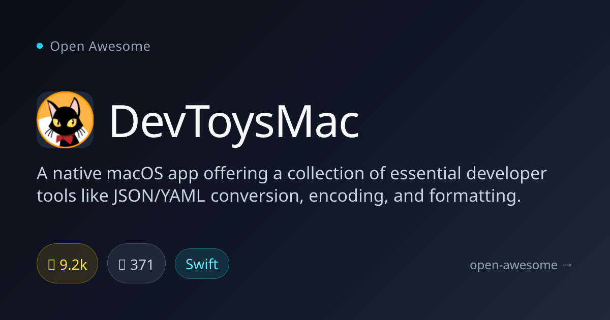 DevToysMac — Native macOS Developer Tools | Open Awesome