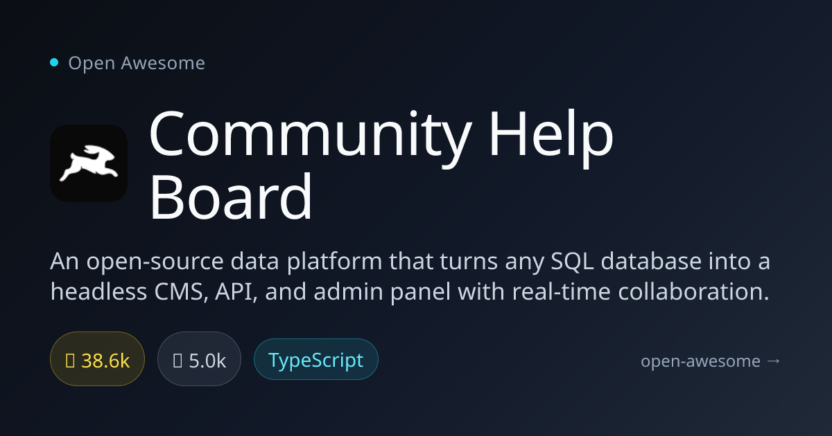 Community Help Board — SQL to Headless CMS Platform | Open Awesome