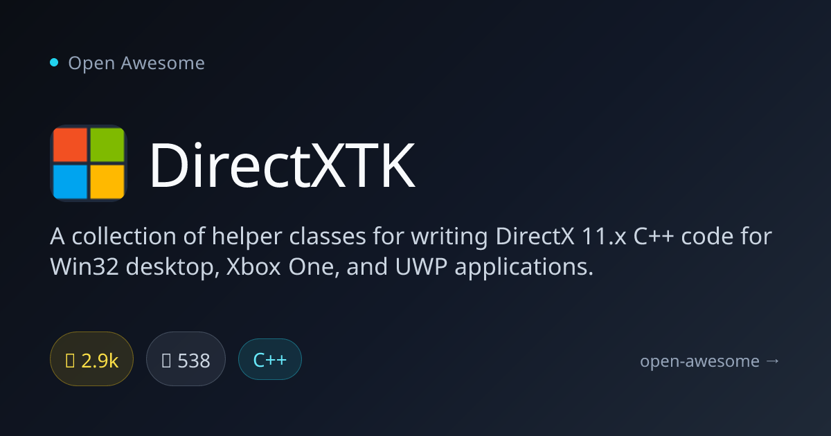 DirectXTK — DirectX 11 Helper Classes | Open Awesome