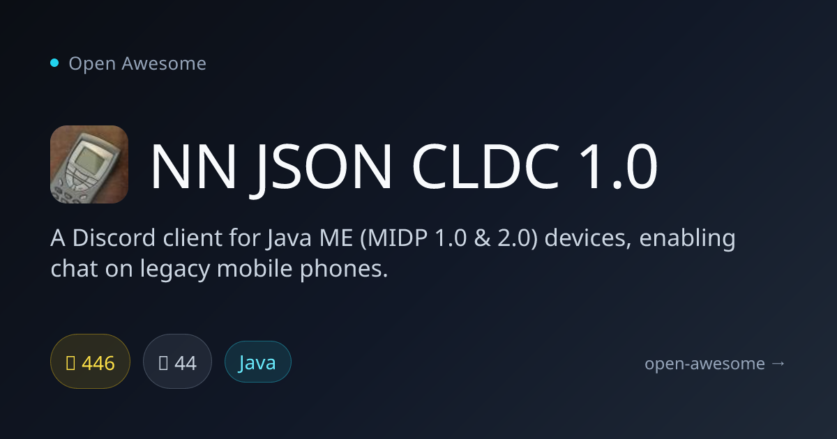 NN JSON CLDC 1.0 — Discord Client for Java ME | Open Awesome